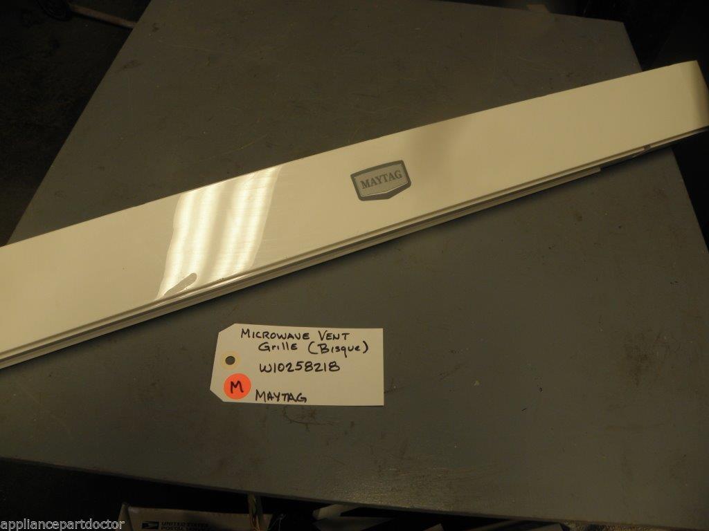 Maytag Microwave W10258218 Vent Grille (bisque) Small Crack at mtg hole USED Maytag Microwave W10258218 Vent Grille (bisque) Small Crack at mtg hole USED